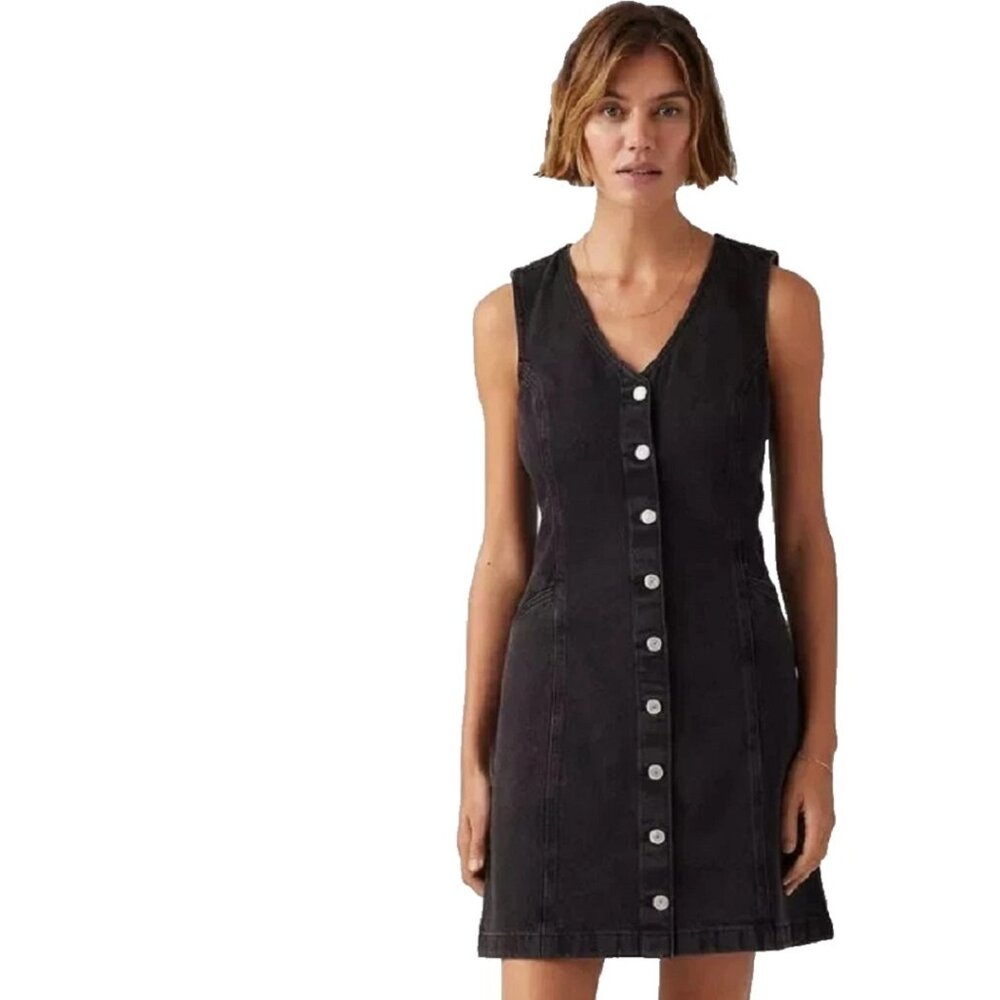 brand new Sz XXL Levi's Women's Vianna Vest Dress in BLACK Denim (new w/ tags)